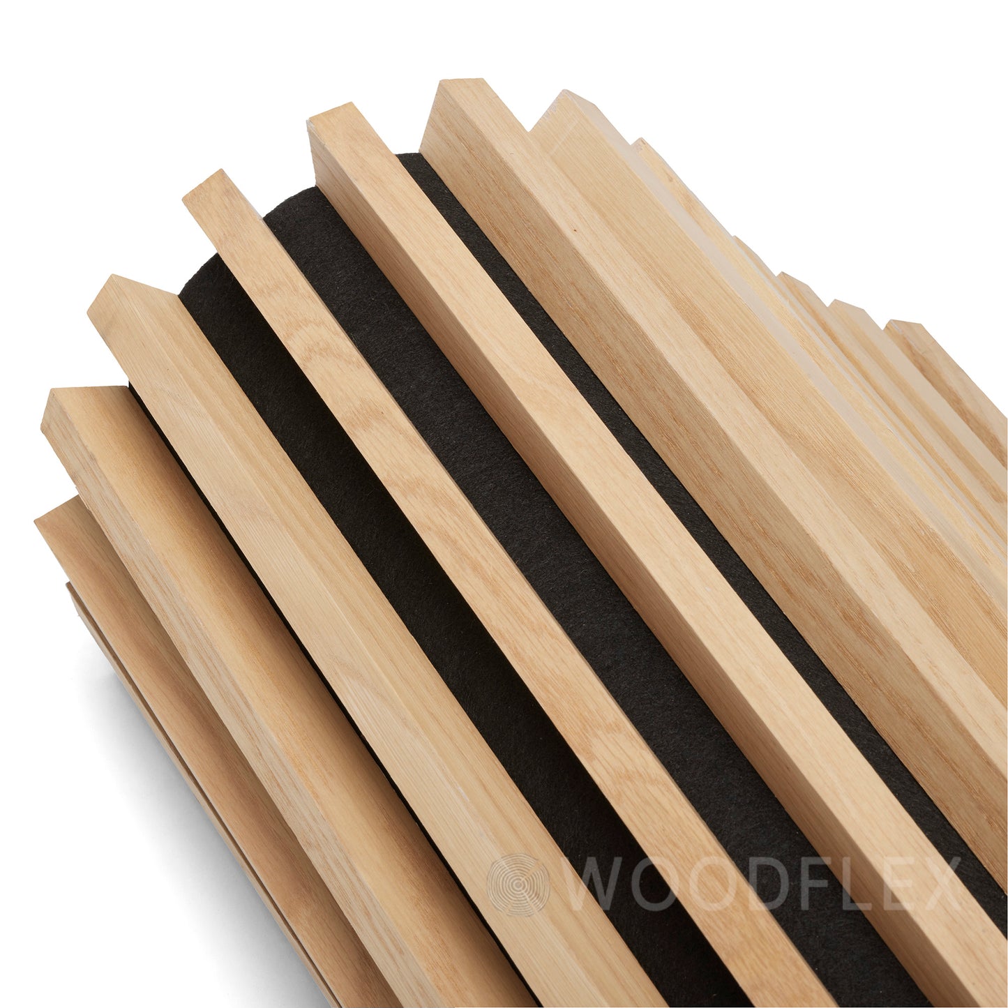 WOODFLEX Flexible Acoustic Battened Wood Slat Panel - 3 Sided Full Wrap Oak Veneer - 2700mm x 600mm