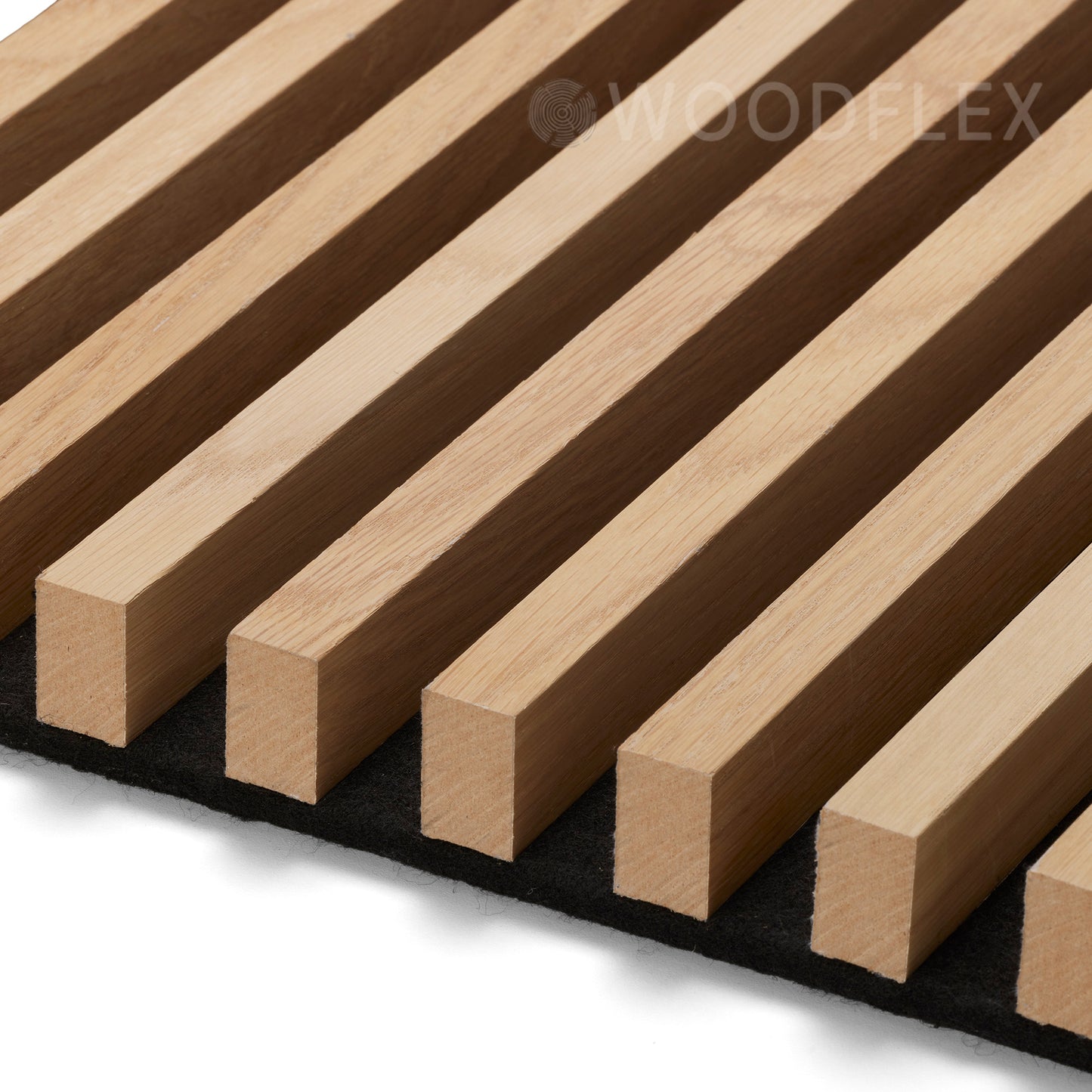 WOODFLEX Flexible Acoustic Battened Wood Slat Panel - 3 Sided Full Wrap Oak Veneer - 2700mm x 600mm