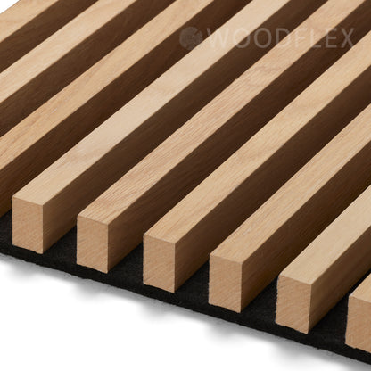 WOODFLEX Flexible Acoustic Battened Wood Slat Panel - 3 Sided Full Wrap Oak Veneer - 2700mm x 600mm