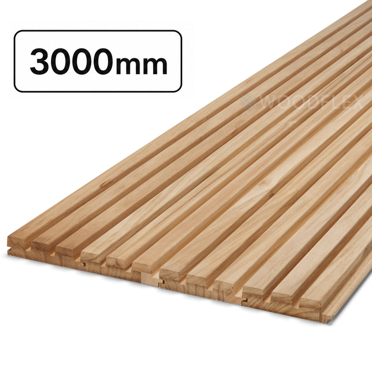 WOODFLEX Outdoor & Indoor Solid Hard Wood Slat Wall Ceiling Pool Fence Cladding - Paulownia - 3000mm x 545mm