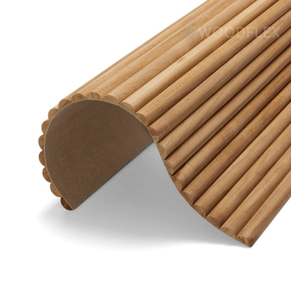 WOODFLEX Flexible Solid Paulownia Wood Slat Wall Panel -  2700mm x 600mm - Half Round