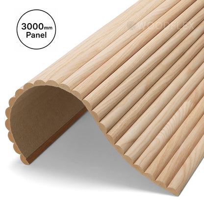 WOODFLEX Flexible Wooden Slat Wall Panel - Oak Veneer - 3000mm x 600mm - Half Round