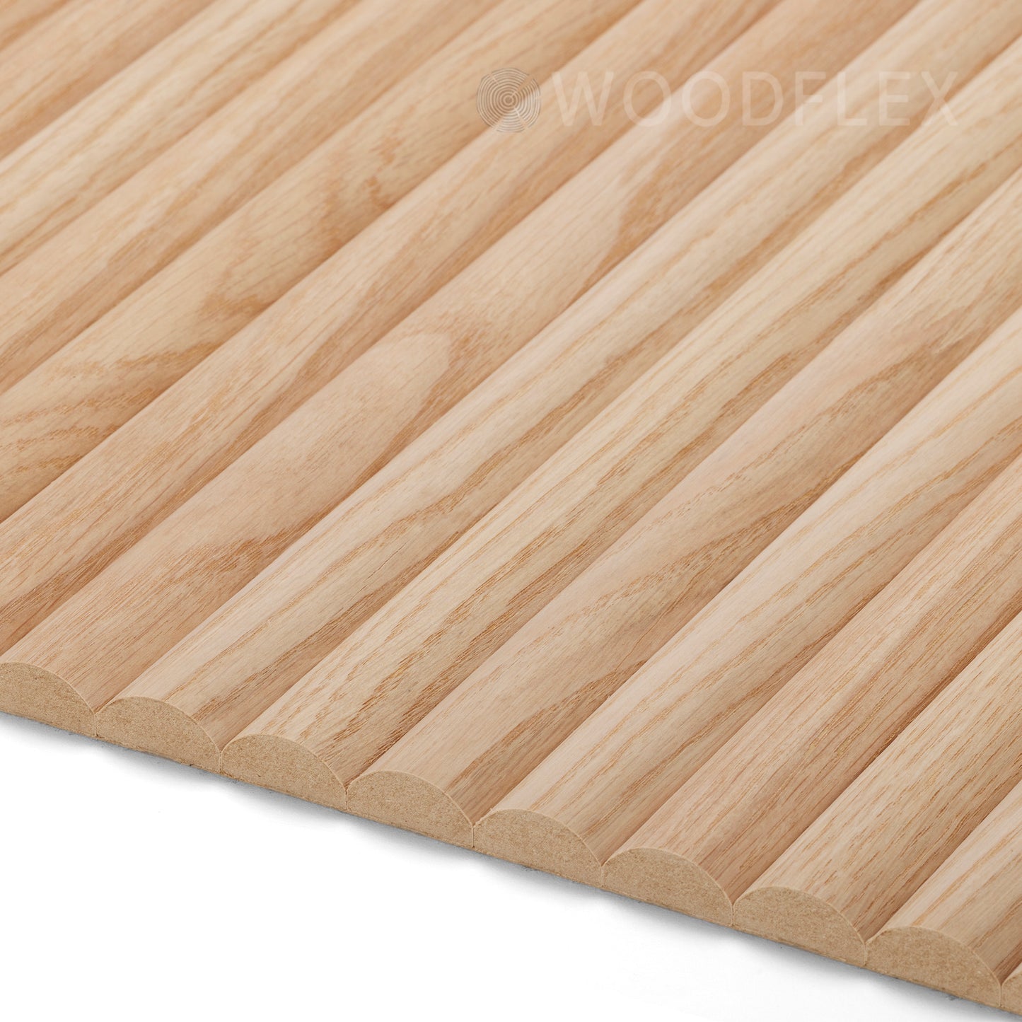 WOODFLEX Flexible Wooden Slat Wall Panel - Oak Veneer - 2700mm x 600mm - Half Round