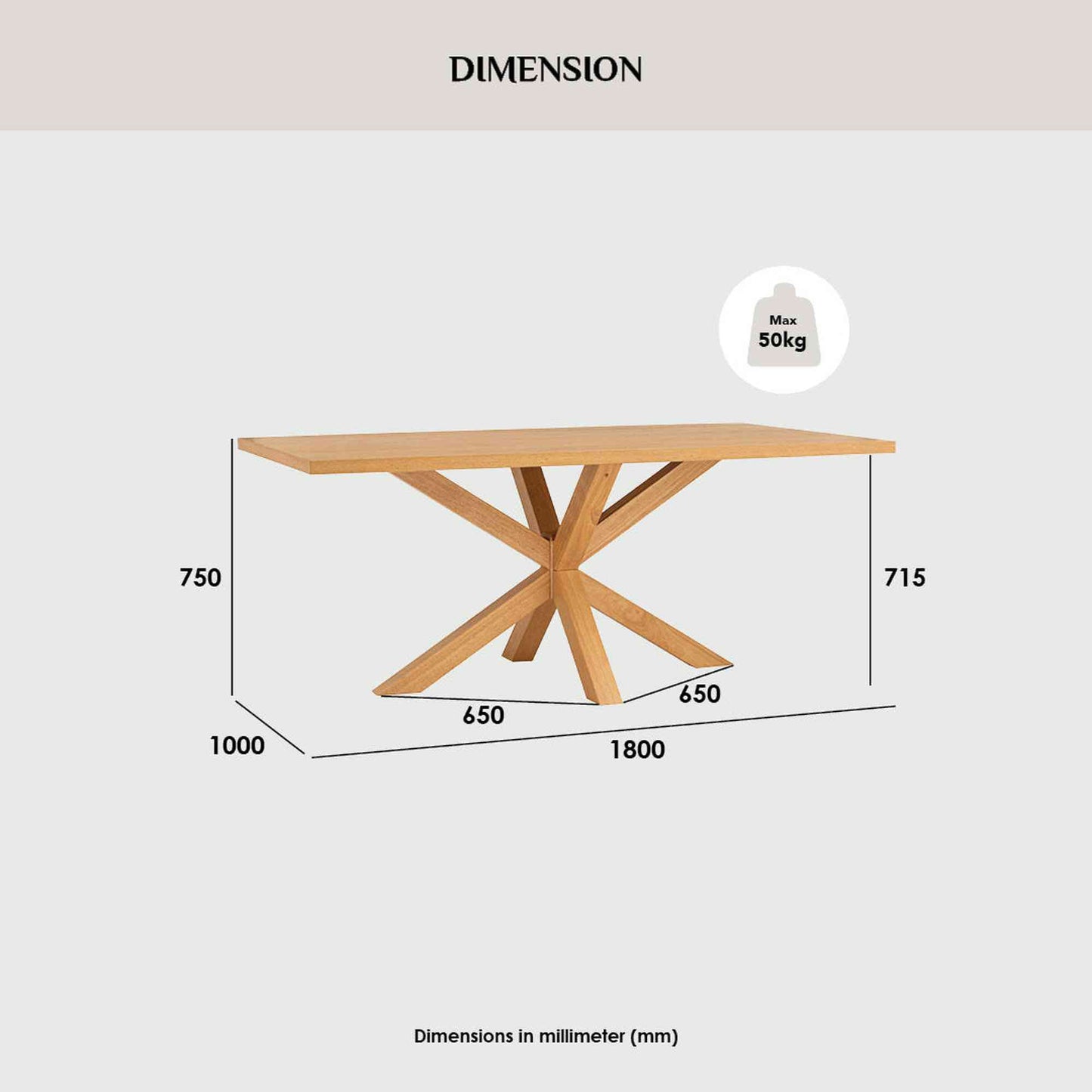 Kare Dining Table 180cm - Natural