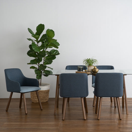 JOLLIN  Dining Chair - Walnut & Blue