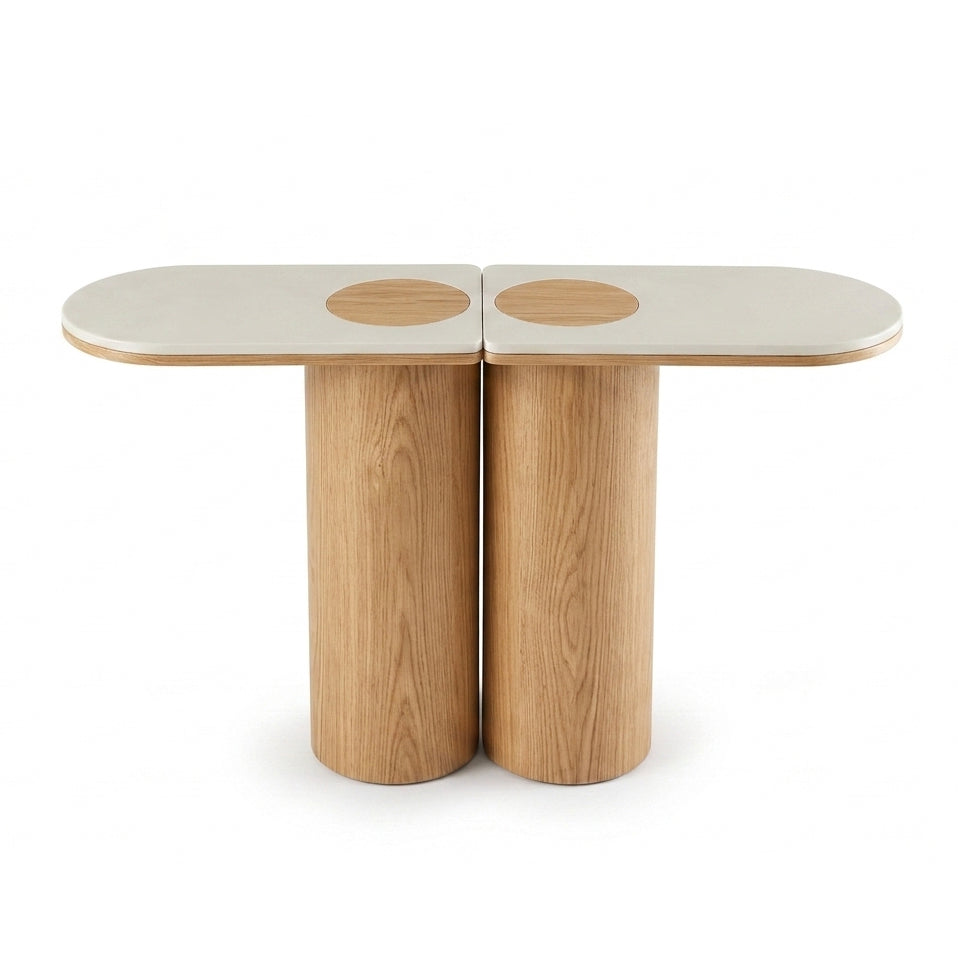 SILVAN 140cm Console Table Oak & Cement surface