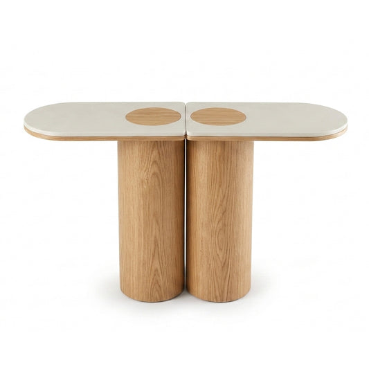 SILVAN 140cm Console Table Oak & Cement surface