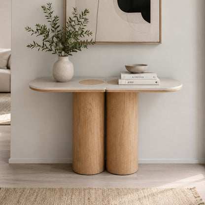 SILVAN 140cm Console Table Oak & Cement surface