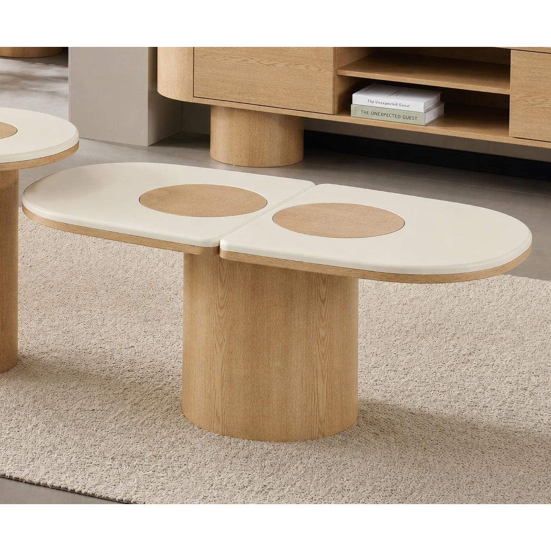SILVAN Rectangular Coffee Table Oak & Cement surface 120x60x47