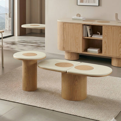 SILVAN Rectangular Coffee Table Oak & Cement surface 120x60x47