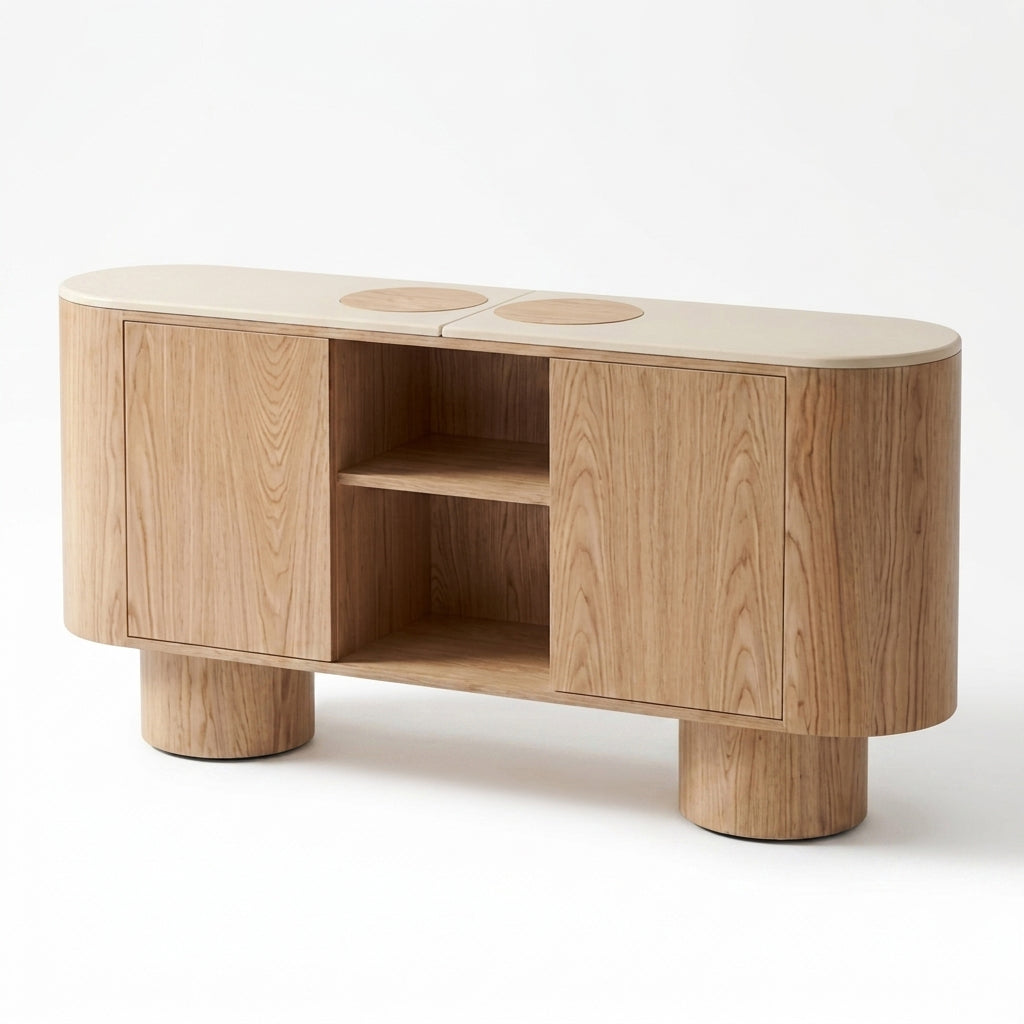 SILVAN 180cm Sideboard  - Oak & MicroCement