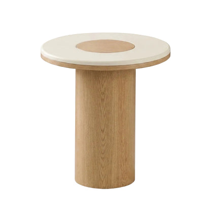 SILVAN Round Side Table 55cm - Microcement & Oak