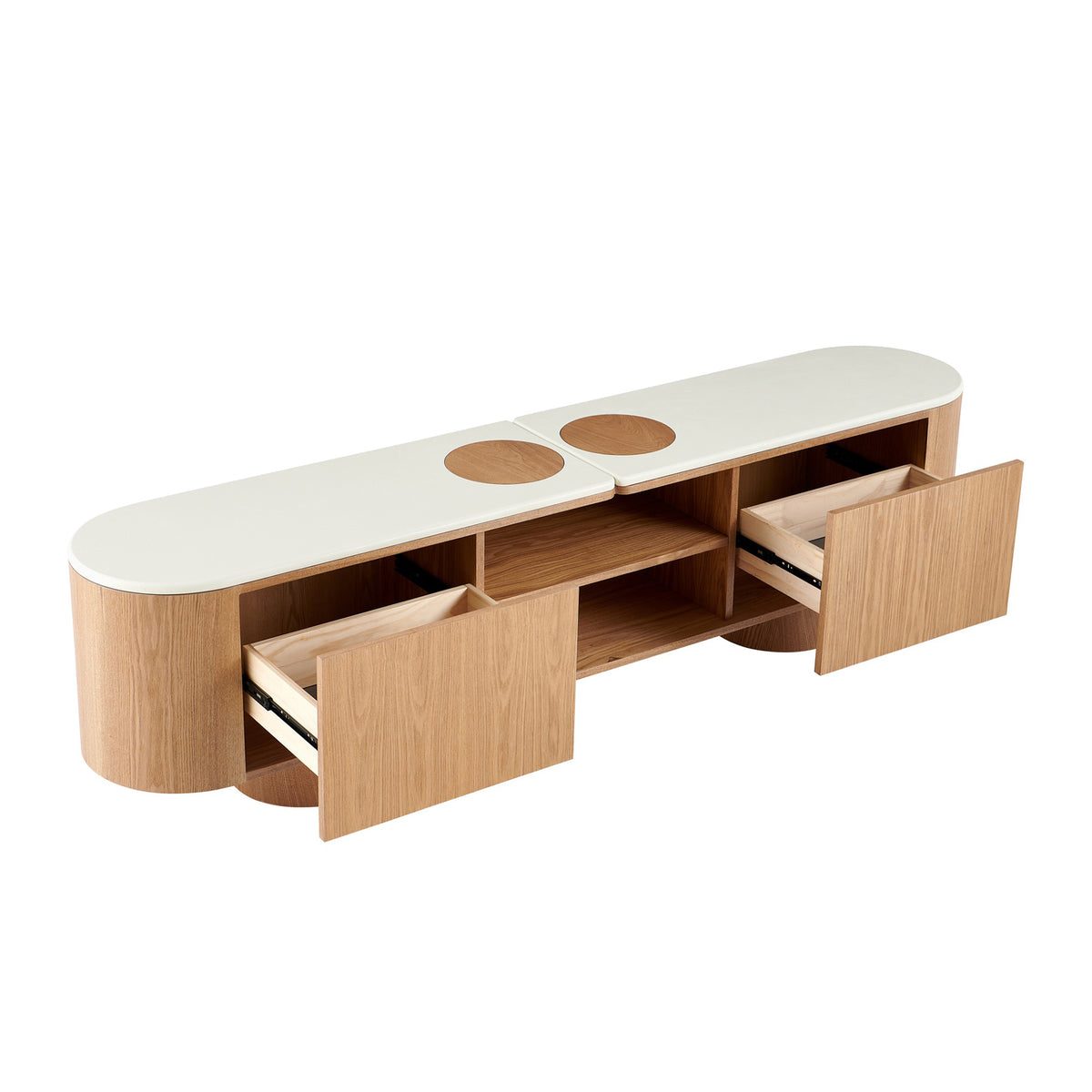 SILVAN 210cm Entertainment TV Unit with Micro-cement Top -  Oak