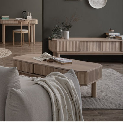 LUDLOW Entertainment TV Unit 200cm - White Wash Oak