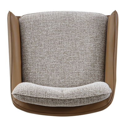 ALDEN Swivel Dining Chair - Tan PU Leather & Beige