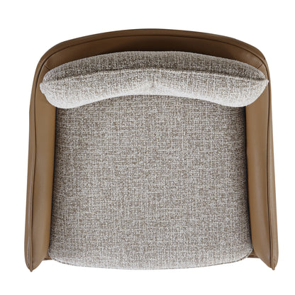 ALDEN Swivel Dining Chair - Tan PU Leather & Beige