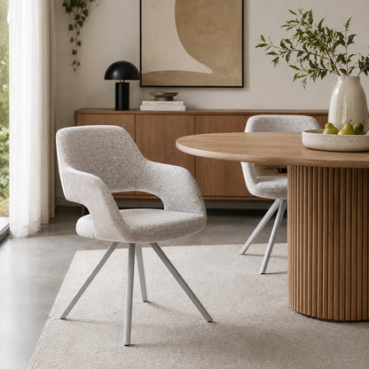 LINDEN Swivel Dining Chair - Beige & Grey