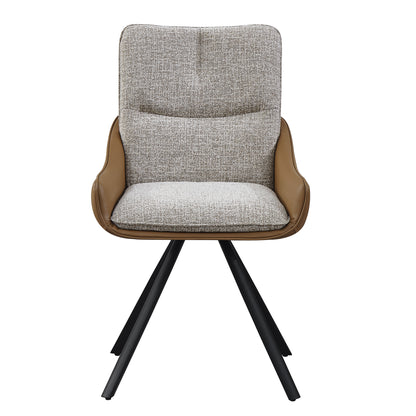 ALDEN Swivel Dining Chair - Tan PU Leather & Beige
