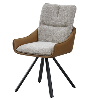 ALDEN Swivel Dining Chair - Tan PU Leather & Beige