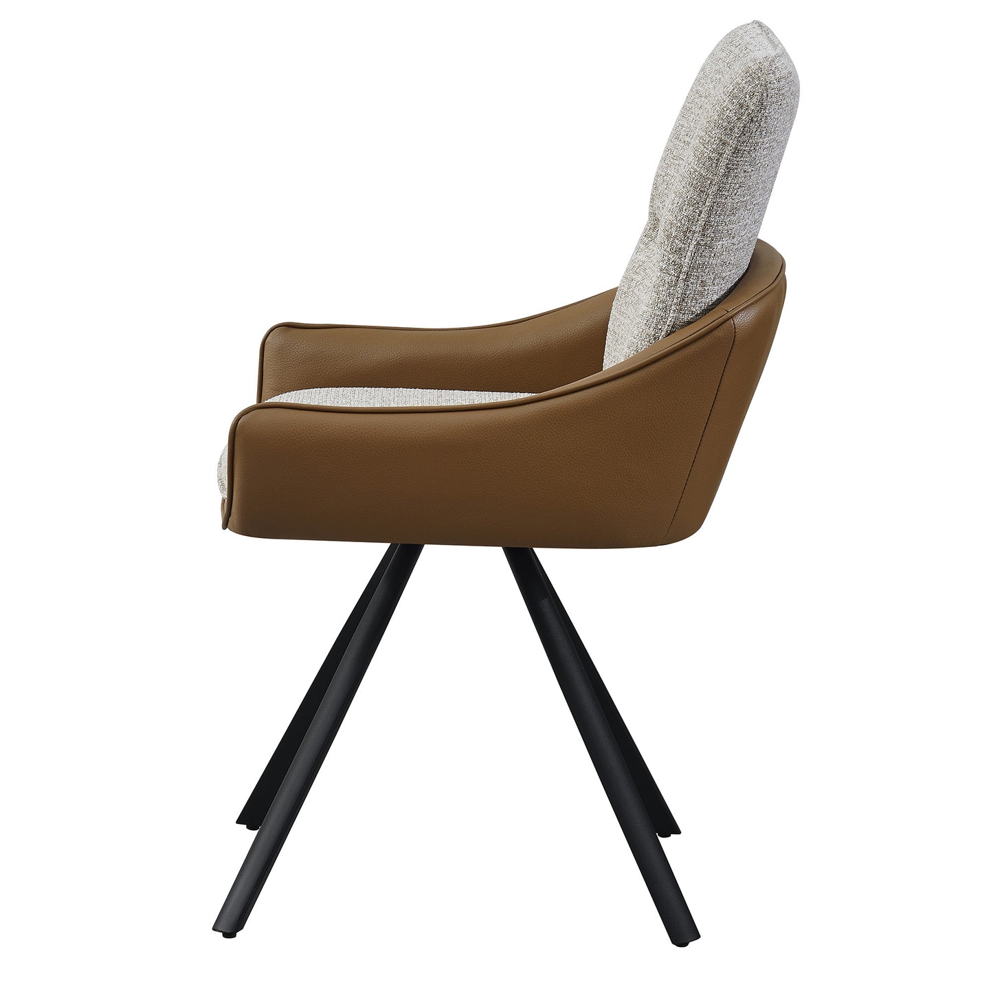 ALDEN Swivel Dining Chair - Tan PU Leather & Beige