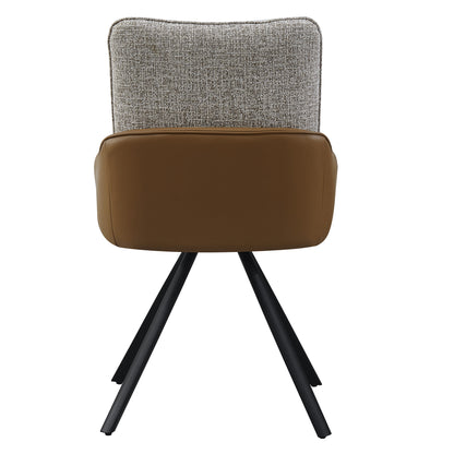 ALDEN Swivel Dining Chair - Tan PU Leather & Beige