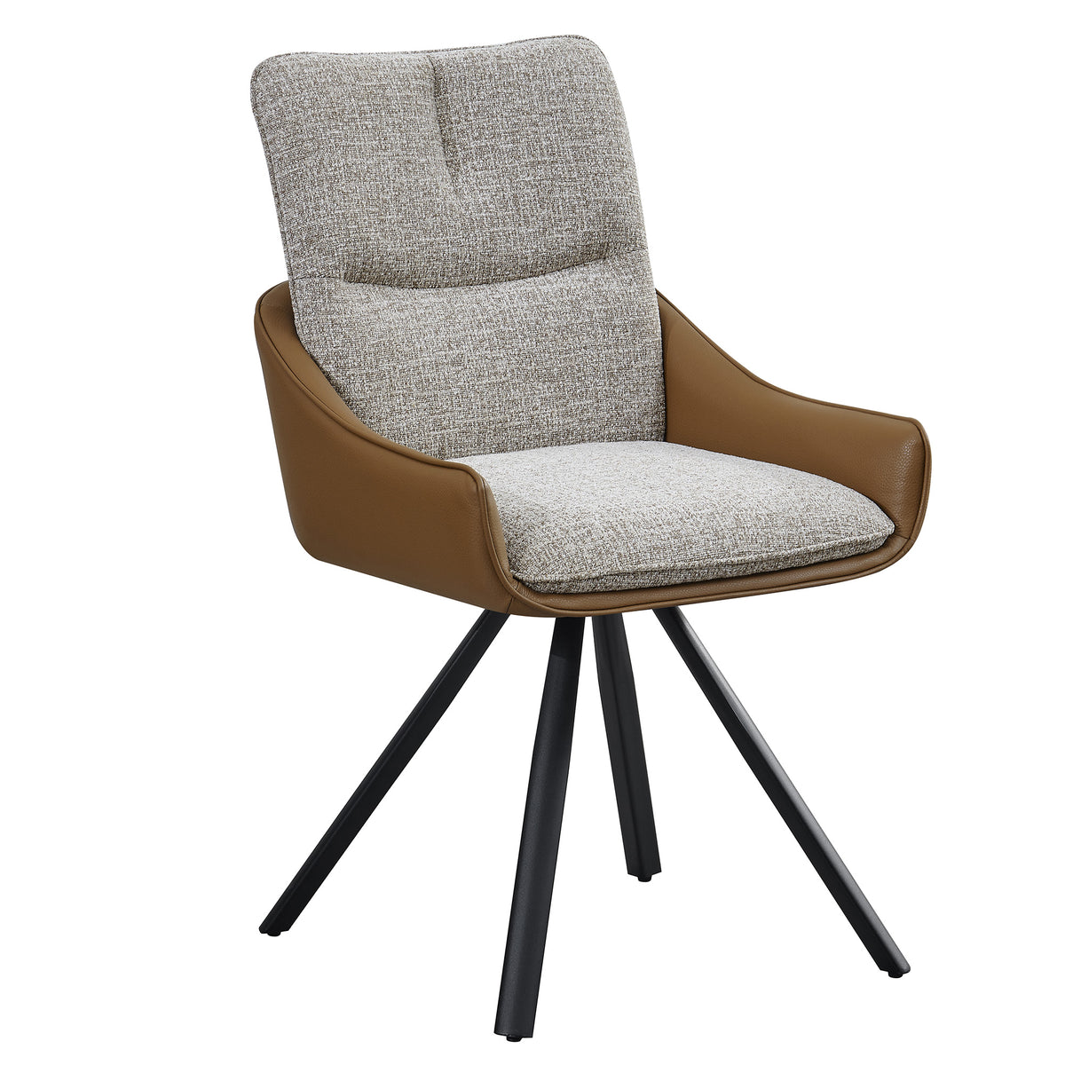 ALDEN Swivel Dining Chair - Tan PU Leather & Beige
