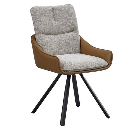 ALDEN Swivel Dining Chair - Tan PU Leather & Beige