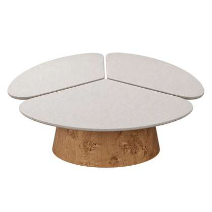 LAGO Round Coffee Table 110cm - Microcement & Oak
