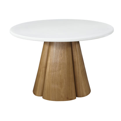 LAGO Round Dining Table 120cm - Microcement & Oak