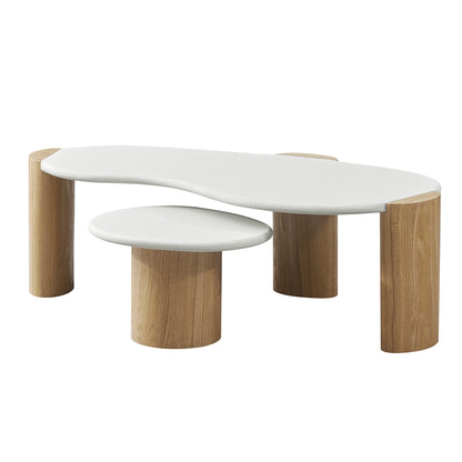 LAGO Nest of 2 Tables 120cm - Microcement & Oak