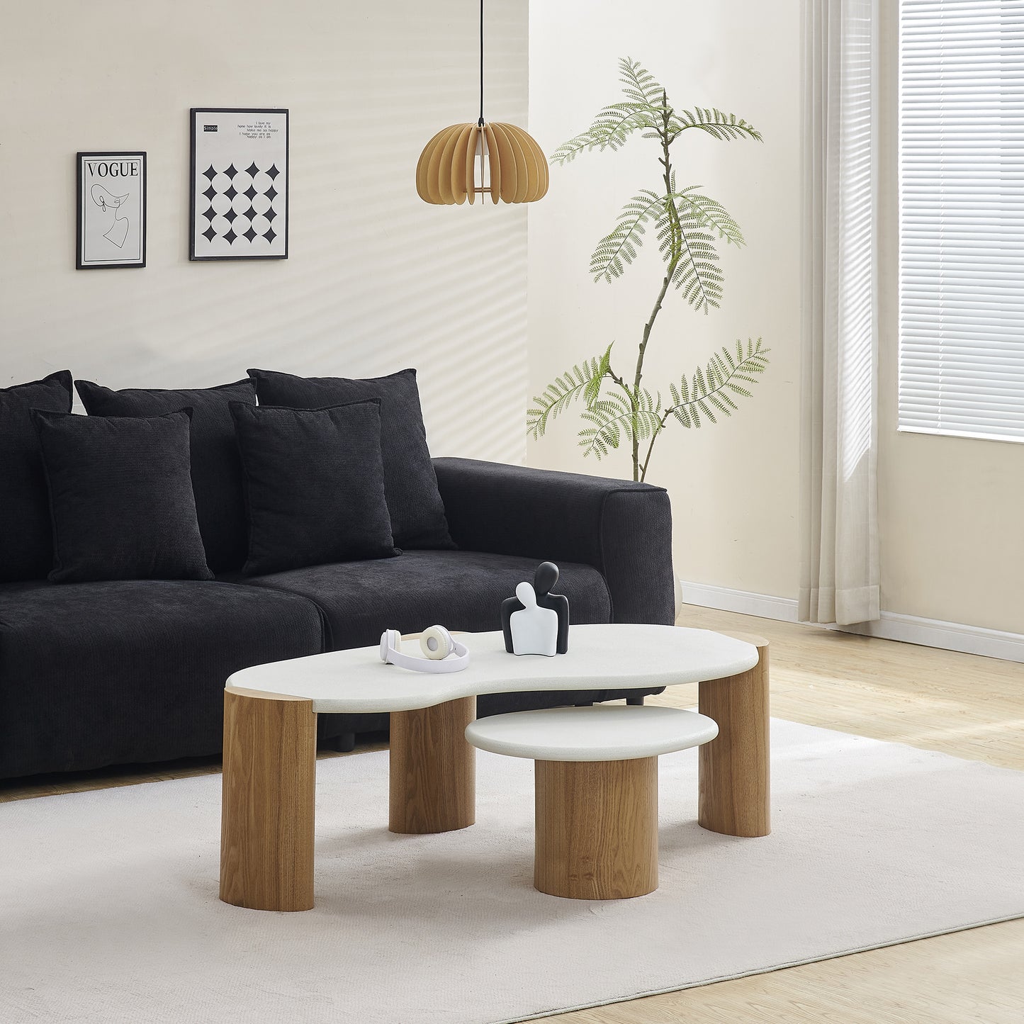 LAGO Nest of 2 Tables 120cm - Microcement & Oak
