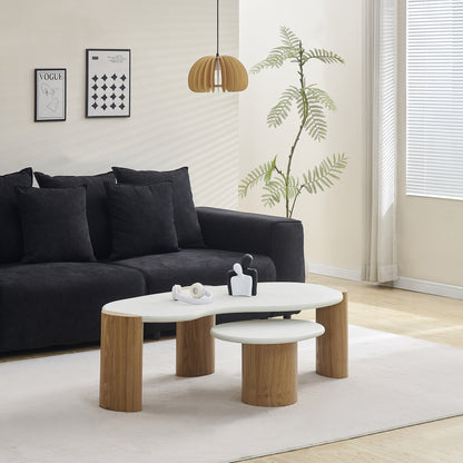LAGO Nest of 2 Tables 120cm - Microcement & Oak