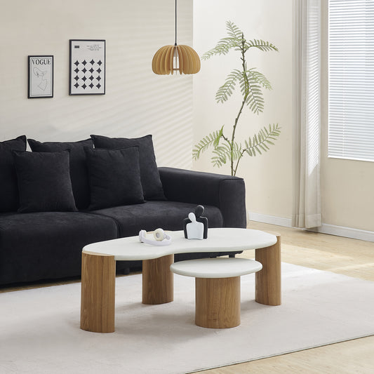 LAGO Nest of 2 Tables 120cm - Microcement & Oak