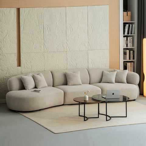 LINEA Curved Lounge Sofa 3.4m - Beige