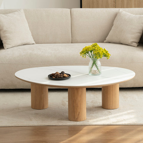 AMBER Sintered Stone Coffee Table 1.1M - Oak & White
