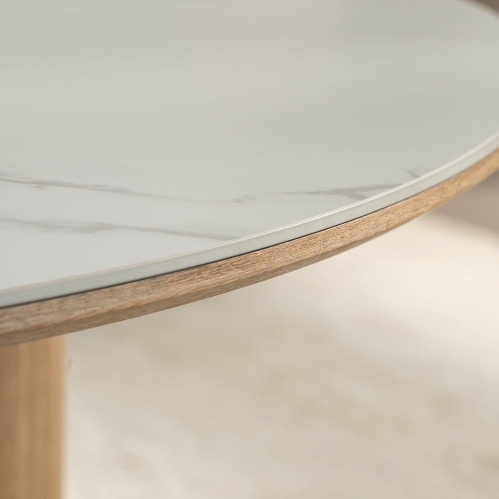 AMBER Sintered Stone Coffee Table 1.1M - Oak & White