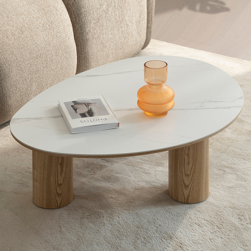 AMBER Sintered Stone Coffee Table 1.1M - Oak & White