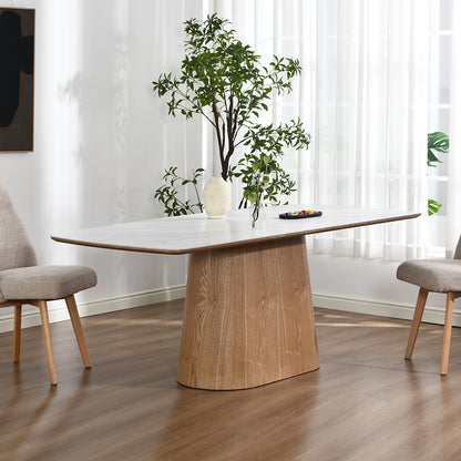 BOLTON Ceramic Dining Table 1.8M - White & Oak