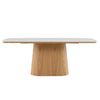 LINEA Ceramic Dining Table 1.8M - Travertine & Oak