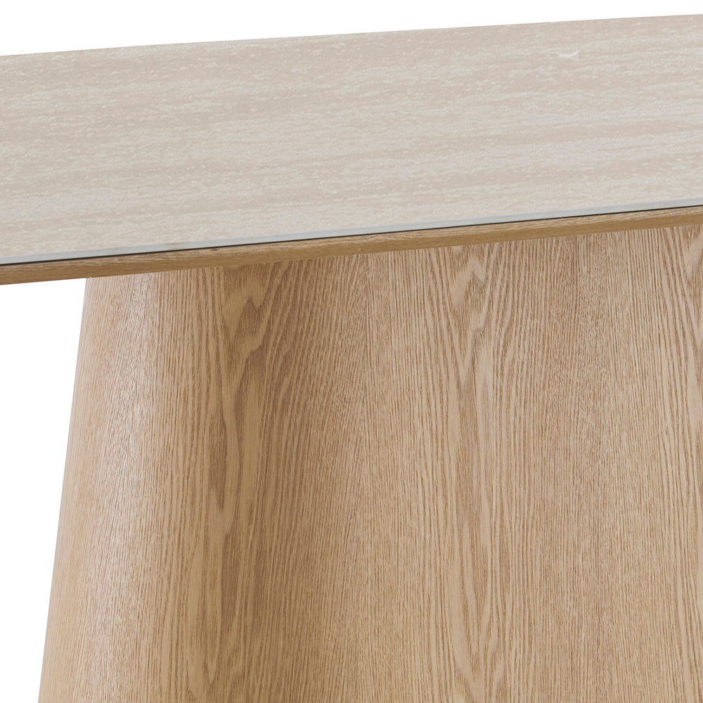 BOLTON Ceramic Dining Table 1.8M - Travertine & Oak