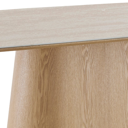 BOLTON Ceramic Dining Table 1.8M - Travertine & Oak