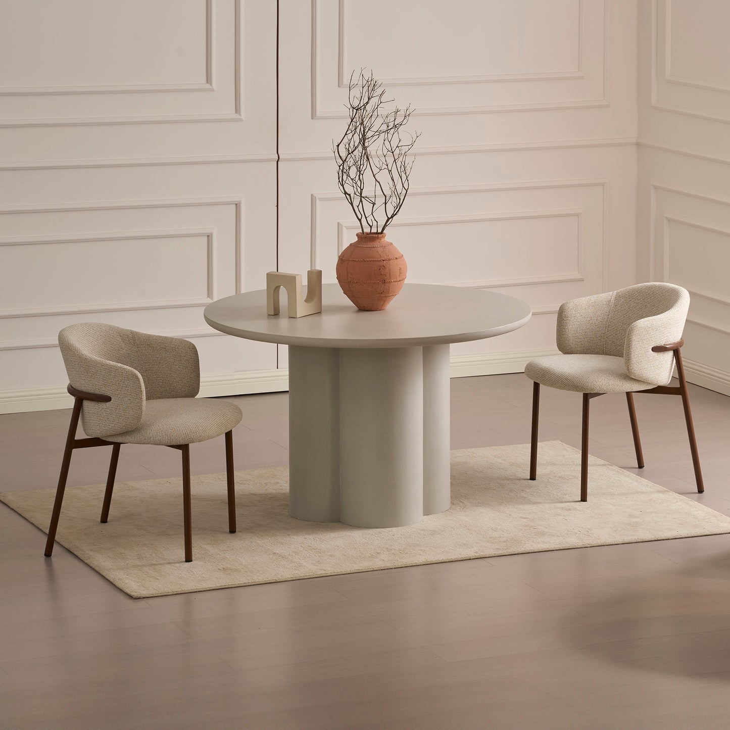 CORRENE Round Dining Table Micro Cement Look 1.2M - Cream