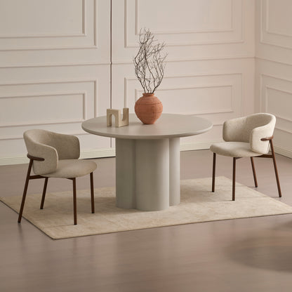 CORRENE Round Dining Table Micro Cement Look 1.2M - Cream