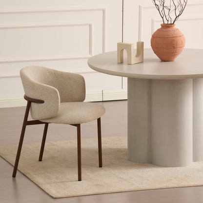 CORRENE Round Dining Table Micro Cement Look 1.2M - Cream