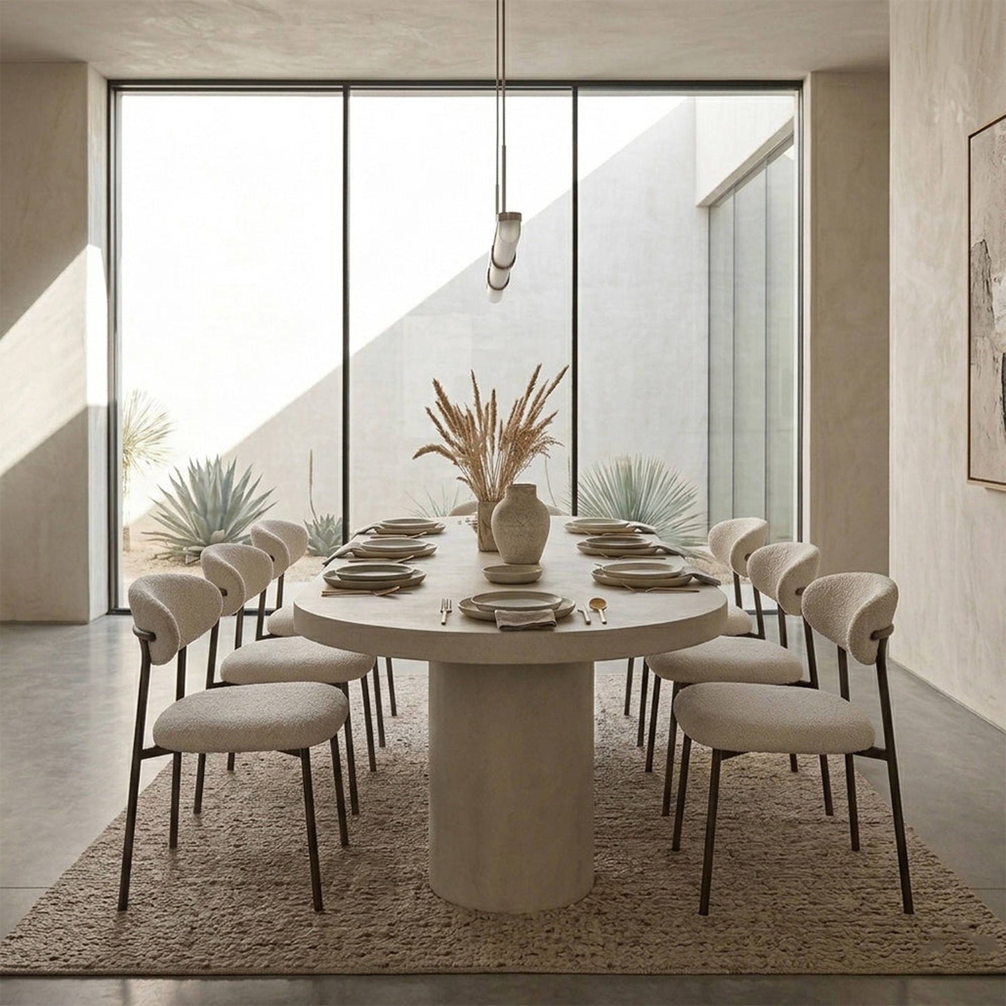 CORRENE Micro Cement Dining Table 2.2M - Cream