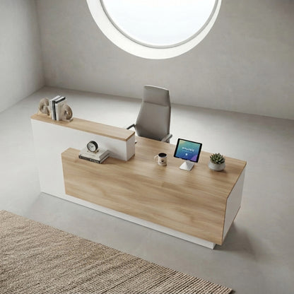 HELMER Reception Desk 2.4M Right Panel - Oak & White