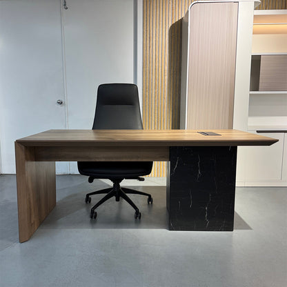 LOGAN Executive Desk Reversible 180cm - Warm Oak & Black