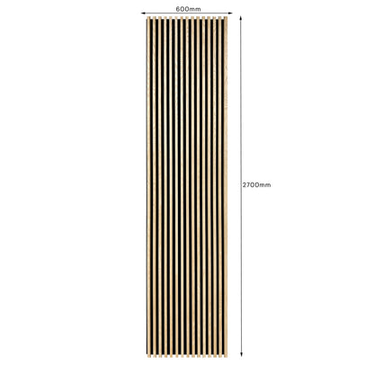 WOODFLEX Flexible Acoustic Battened Wood Slat Panel - 3 Sided Full Wrap Oak Veneer - 2700mm x 600mm