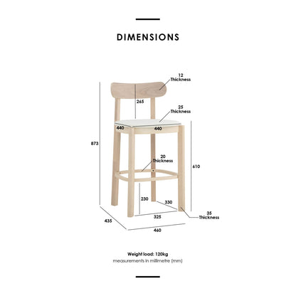 LOWEN Bar Stool - Oak & Cream White