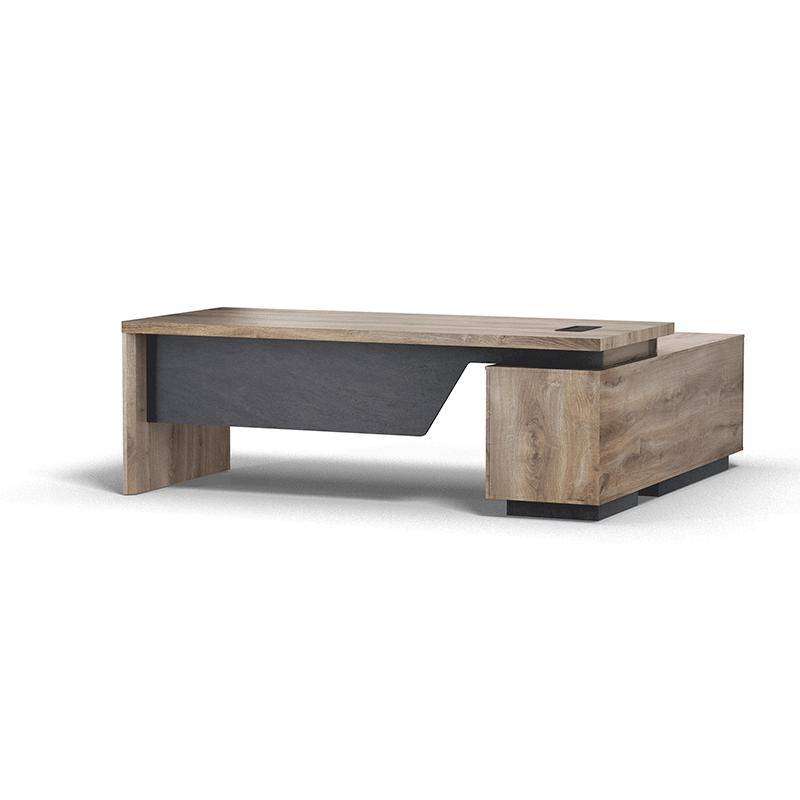 BALDER Executive Desk with Left Return 1.8-2.0M - Warm Oak & Black